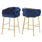 28'' Modern Counter Stools Set of 2,Dark blue Counter Stools with iron Frame,Soft back and N780P199861B