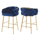 ZUN 28'' Modern Counter Stools Set of 2,Dark blue Counter Stools with iron Frame,Soft back and N780P199861B