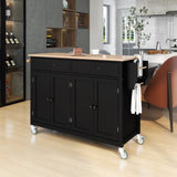Kitchen Island Cart with Solid Wood Top and Locking Wheels,54.3 Inch Width,4 Door Cabinet and Two 59372861
