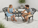 3 PCS Outdoor Bistro Set, All-Weather Cast Aluminum Butterfly Bistro Table and Chairs Set of 2, 37225764