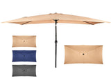 10 x 6.5 FT Square Patio Umbrella, Tilting Outdoor Market Umbrella with 6 Iron Ribs & Iron Pole, 00718129