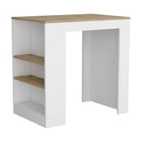 Highlands Kitchen Island with Storage Base in White and Macadamia B062111735