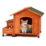 88*106*77cm Wooden Feral Dog House for Outdoor and Indoor, Pet House with Food Bowl& Food Storage 97181304