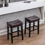 ZUN Furniture,Counter Height 26" Bar Stools for Kitchen Counter Backless Faux Leather Stools Farmhouse 81049528