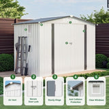 8X6 FT Metal Outdoor Storage Shed, Tool Shed with Pitched Roof Waterproof with Side Window and W3213P309388