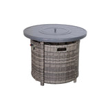 ZUN 25" H x 32" W Aluminum Outdoor Fire Pit Table with Lid B120142403