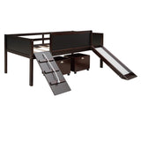 ZUN Twin size Loft Bed Wood Bed with Two Storage Boxes - Espresso 18754103