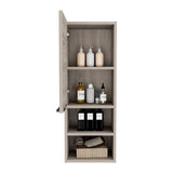 Medicine Single Door Cabinet 32" H, Two Interior Shelves, Two External Shelves, Light Gray B097133165