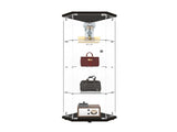 Glass Display Cabinet with 4 Shelves,Pentagon,LED,Curio Cabinets for Living Room, Bedroom, Office, W1806P476368