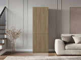 Tall Bookcase 71" H with 2 Doors, Five Interior Shelves, Natural Oak/White B097P480465