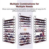 Simple Assembly 10 Tiers Non-woven Fabric Shoe Rack with Handle Dark Brown 52546666