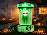 7.4ft Halloween Inflatable Alien in Stasis Pod, Sci-Fi Horror Area 51 Decor with Green Disco Light, 26722409