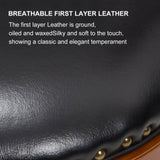 Seat height 26'' Cow top Leather Wooden Bar Stools, 360 Degree Swivel Bar Height Chair with Backs 67931903