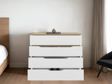Drawer Dresser 35"H, Four Drawers, Superior Top, White / Light Oak B097132891