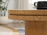 19.49 inch Round MDF Side Table Sintered Stone Tabletop for Living Room Bedroom Natural W876P460753