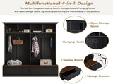 Farmhouse 4-in-1 Hall Tree with Wood Grain Bench, Mudroom Versatile Coat Rack with 2 Large Drawer, 59466050