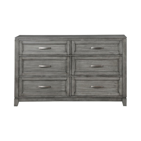 ZUN Gray Finish Dresser with 6x Storage Drawers Wooden Bedroom Furniture 1pc B011P272290