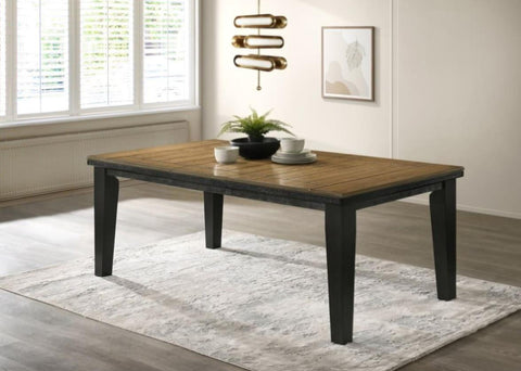 ZUN 1pc Contemporary Style Dining Rectangular Table with18" Leaf Tapered Block Feet Wheat Charcoal B011138070