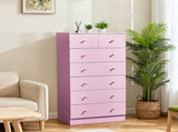 25.98"*15.75"*51.57" 6-tier 7-Drawer Cabinet Drawer Dresser with Gold Handles Macaron Pink 69590279