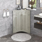 ZUN Oak Triangle Bathroom Storage Cabinet with Adjustable Shelves, Freestanding Floor Cabinet for Home WF291467AAL