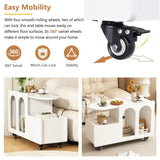 ON-TREND Mobile End Table with lockable wheels, Cream Style Side Table with Storage Drawer, 11.8inch N721P191983K