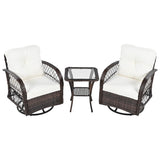 3-piece Outdoor Chair&Table Set 2-person Rattan Seating Group with Two Swivel Chairs and a Square N719P234190D