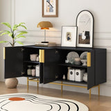 TREXM Modern Elegant 4-door Sideboard Gold Metal Handle Buffet Cabinet for Dining Room, Living Room, WF304382AAB
