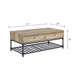 Oak and Sandy Black Coffee Table with Bottom Shelf B062P209062