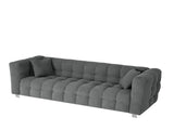 Grey teddy fleece sofa 80 inch discharge in living room bedroom with two throw pillows hardware foot W1278141700