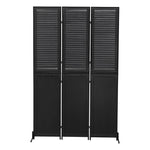 ZUN 3 Panel Room Divider 6Ft Wood Folding Privacy Screen Black Room Separator Free Standing Wall W1757122143