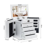 Handcrafted Wooden Jewelry Box Organizer Wood 5 Layers Case with 4 Drawers-White 19616193