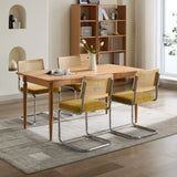 Mid Century Modern Dining Chairs Set of 2, Velvet Accent Chairs with Natural Cane Back & Stainless 97370969