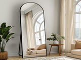 59"x16" Arched Full Length Mirror Freestading Full Body Floor Mirror, Black 29057953