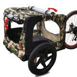 ZUN Camouflage Foldable Bicycle Trailer Bike Trailer for Camping Pet Dog Cat Luggage Carry 97660378