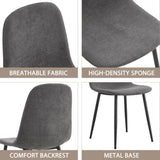 Comfortable Linen-Cotton Dining Chair Set - Six Pieces in Dark Gray.Integrated Seat and W1151P283077