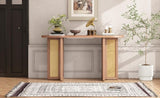 TREXM Farmhouse Rattan Console Entryway, Narrow Console with Storage, Hallway N715P245743D