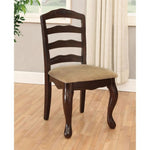 ZUN Set of 2 Fabric Padded Seat Dining Chairs in Dark Walnut and Tan B016P156224