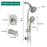 Drill-Free Stainless Steel Slide Bar Combo Rain Showerhead 7-Setting Hand, Dual Shower Head Spa W1219P155531