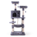 ZUN Multi-Level Cat Condo with Hammock & Scratching Posts for Kittens Tall Cat Climbing Stand with Plush W2181P155322