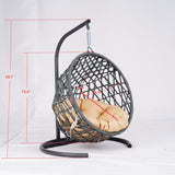 Cat Swing Bed with Stand & Cushion, Cat Egg Chair with Rattan Wicker Appearance, Indoor Hanging W2500P283885