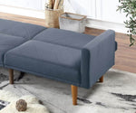 ZUN Modern Electric Look 1pc Convertible Sofa Couch Navy Color Linen Like Fabric Cushion Wooden Legs HS00F8506-ID-AHD