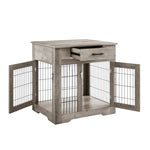 ZUN Furniture Style Dog Crate End Table with Drawer, Pet Kennels with Double Doors, Dog House Indoor W116240714