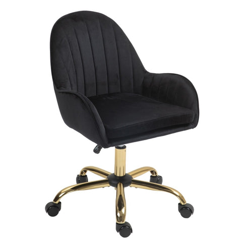 ZUN Velvet Home Office Chair with Wheels, Cute Chair with Side Arms and Gold Metal Base for Living Room, W1733P215112