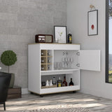 Camelia Bar Cart, Lower Panel, Six Bottle Cubbies, One Cabinet -Light Oak / White B07092081