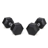 25LB HDRS Rubber Coated Solid Cast Iron Dumbbell with Contoured Chrome Handle, Hexagon 51037184