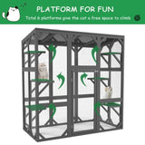 ZUN Catio Outdoor Cat Enclosure Cat House Wooden Cat Cage Large Feral Cat Shelter for Mulitiple Cats W1850P188227