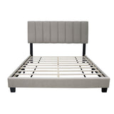 ZUN GRAY QUEEN SIZE ADJUSTABLE UPHOLSTERED BED FRAME, VINTAGE STYLE AND CLEAN LINE DESIGN, POPULAR STYLE W1867P143810