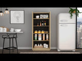 Multistorage Cabinet 71" H, Two Doors, Five Internal Shelves, Light Oak / Black B097132950