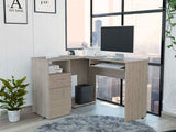 Mix L-Shaped Desk, Keyboard Tray, Two Drawers, Single Open Shelf -Light Gray B20091962