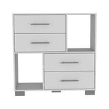 ZUN Sunflower Dresser, Four Drawers, Two Open Shelves B128P148975